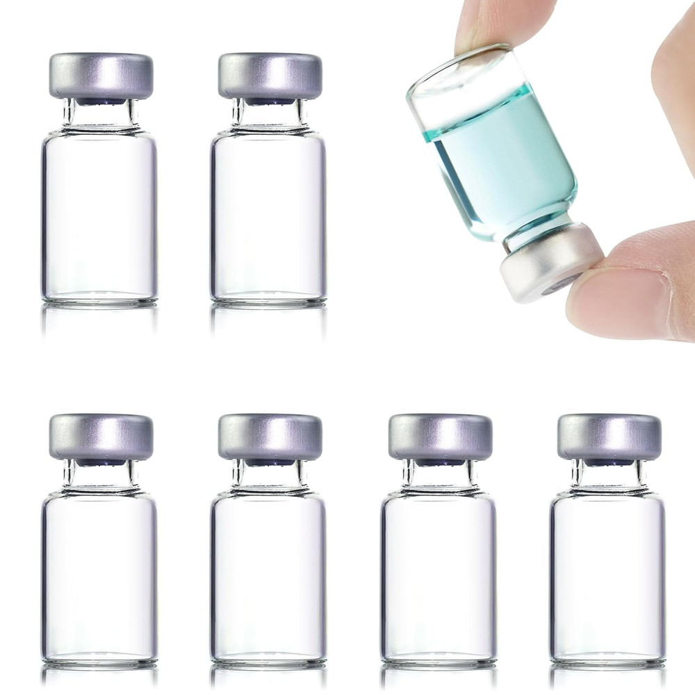 10 Pack 2Ml Sealed Sample Vials, Transparent Glass Vials with Self Healing Injec