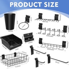28 Pieces Slatwall Accessories Organizer Kit with Slatwall Hooks, Slatwall Bi