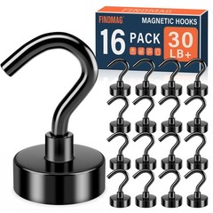 16 Pack Black Magnetic Hooks – 28 lb Heavy Duty N52 Neodymium Cruise Magnets New