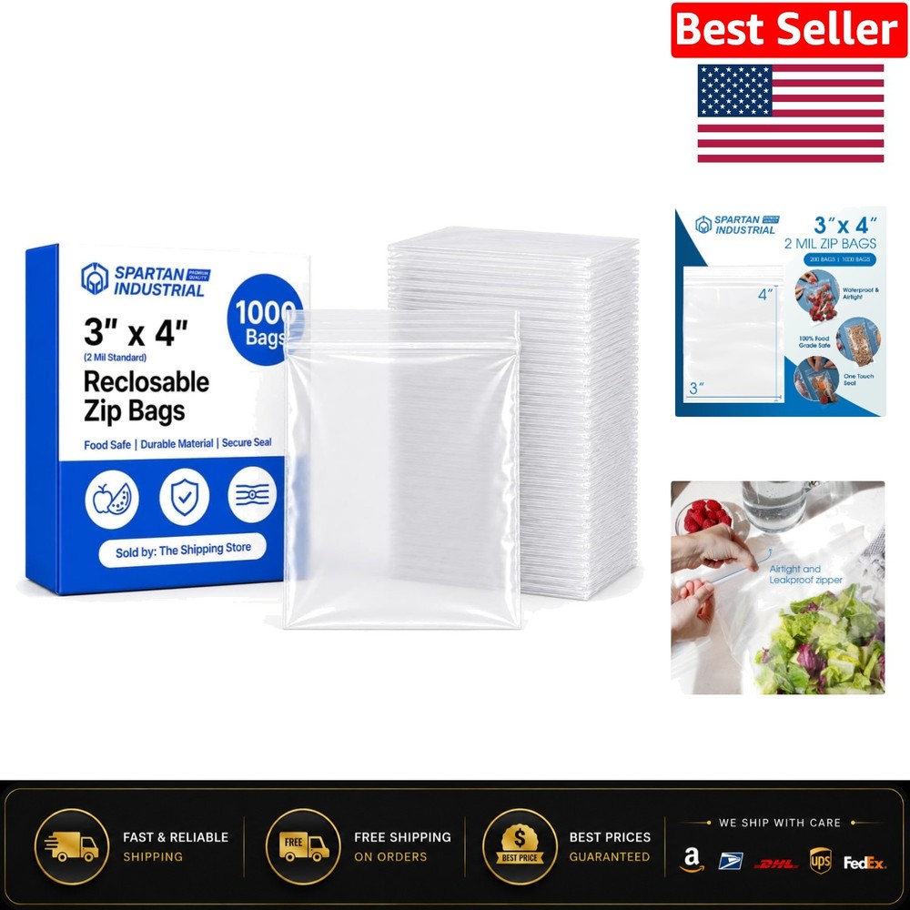 Durable 2 Mil Clear Reclosable Zip Bags – 1000 Count for Storage & Organization