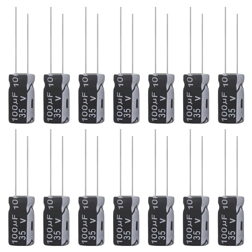 100Uf 35V 6X12Mm Electrolytic Capacitor 100 UF MFD 35 Volt 0.24X0.47In Aluminum