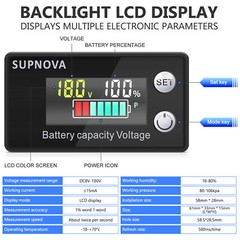 2PCS Battery Monitor Meter 12V 24V 36V 48V 60V 72V Capacity Tester With Alarm US