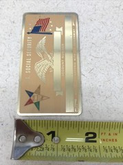 NEW Vintage SSN Social Security Card Metal USA Freemason Blazing Star Lodge