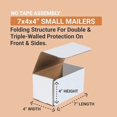 BOX USA Shipping Boxes Small 7″L x 4″W x 4″H 50-Pack – 7x4x4, Oyster White