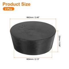 2Pcs Solid Rubber Stopper Tapered Seal Tube Stopper Plug 63x54x25mm Black