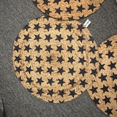 Stars & Stripes Placements Americana Patriotic Navy STAR JUTE ROUND Set of 4