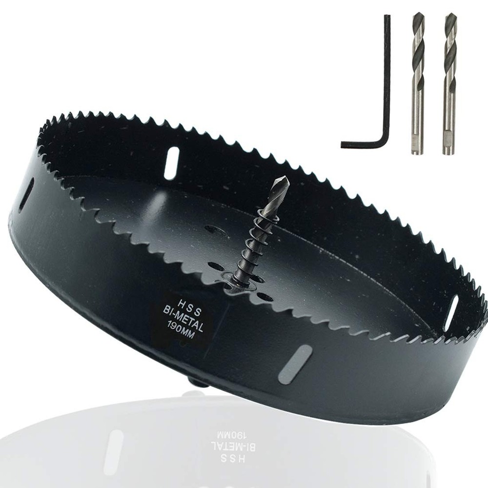 7.5-inch Hole Saw BI -Metal Drilling Cutter for Wood, 7.5″/190mm, Black