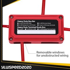 Heavy Duty 4 Way Bus Bar/Power Distribution Box Screw Terminal Studs 300A 48V DC