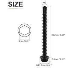 #12×2-1/2 Hex Washer Head Self Drilling Screws – 500 Pack – Self Tapping 410
