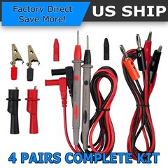 For Fluke Multimeter Test Lead Kit 4mm Banana Plug Probe Tip Alligator Clip