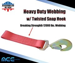 USA 2″ x 10′ Axle Strap Car Trailer Hauler Ratchet Tie Down Strap w/ Snap Hook