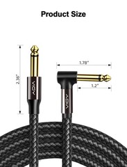Guitar Cable 3M, 6.35 mm (1/4) TS Mono Jack Unbalanced Right Angle Instrument…