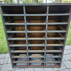Vintage Hobart Industrial Steel Metal Parts Cabinet Machinist 27-Drawer Green