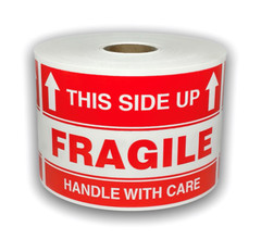 3X5,THIS SIDE UP/FRAGILE/HANDLE WITH CARE, 500 labels per roll, 1-12 Rolls