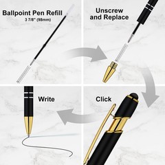 LINFANC 12 Pack Black Gold Ballpoint Pen 1 Count (Pack of 12), gold