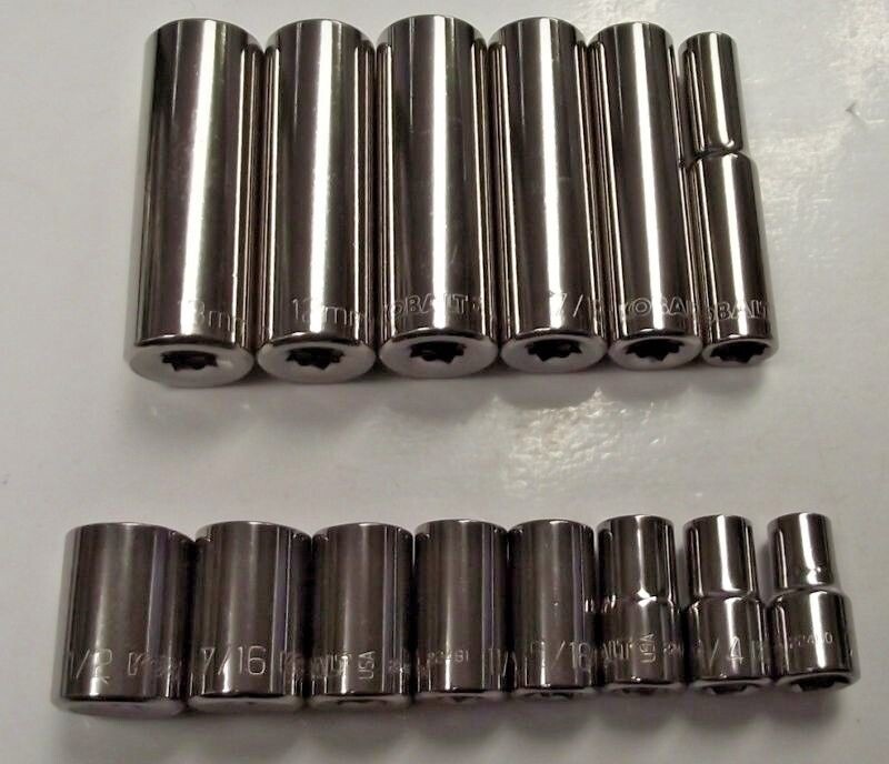 Kobalt 2308404 1/4″ Drive 6 Point & 12 Point Sockets Deep & Shallow USA 14PCS