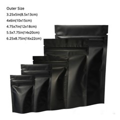 Assorted Size Matte Black Two Sided Foil Mylar Stand up Zip Lock Pouch Bag B01