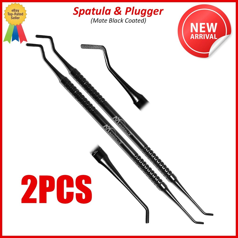 New Dental Spatula & Plugger Composite Filling Instruments Mate Black Coated X2