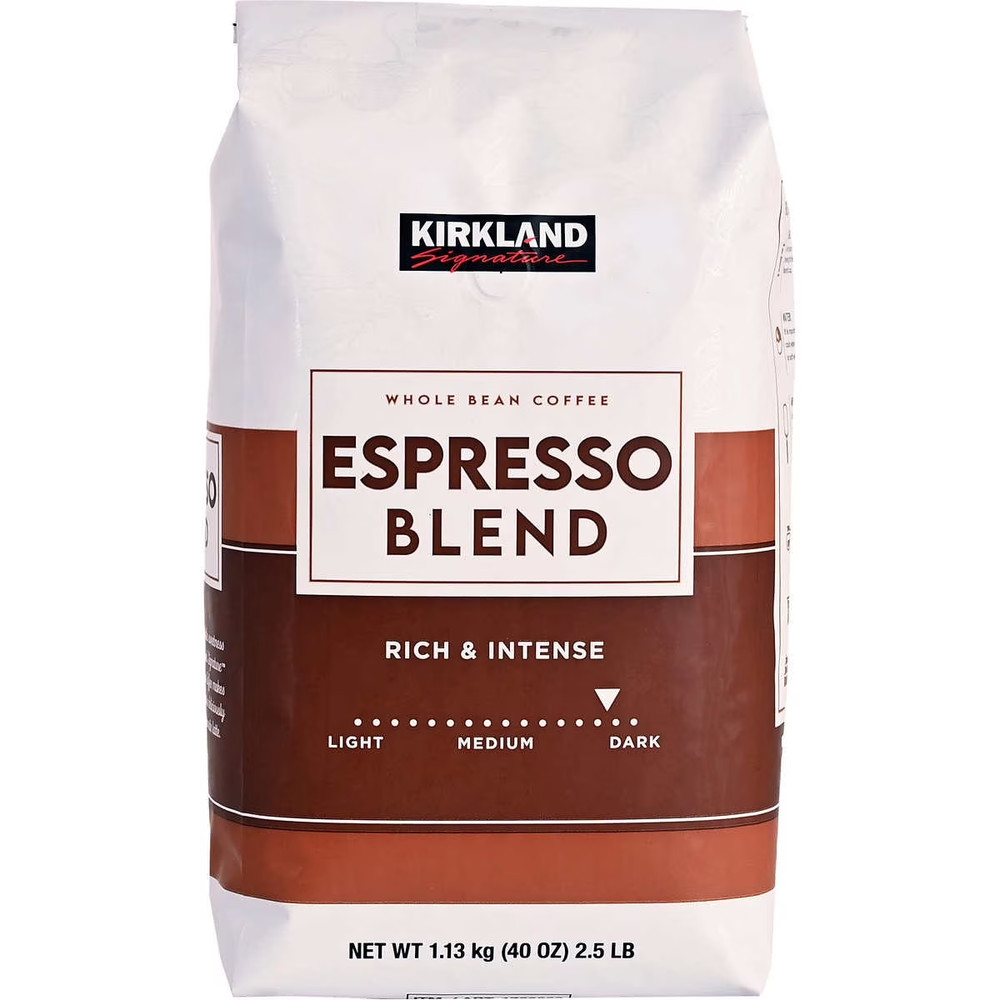 Kirkland Signature Espresso Blend Whole Bean Coffee Dark Roast 2.5 Pounds