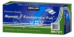 2X Kirkland Reynolds Foodservice Aluminum Foil 12×10.75 Single,Total 1000 Sheets