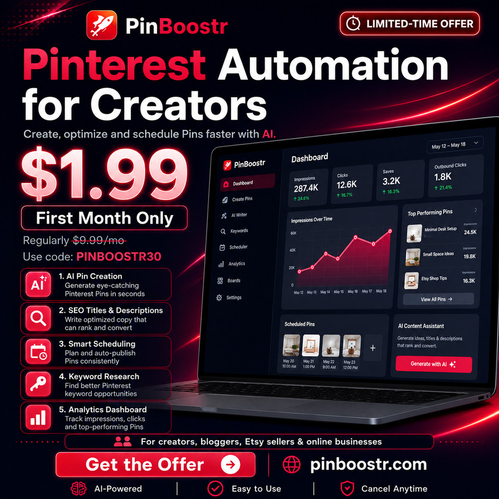 Pinterest Automation Tool – AI Powered – 1 Month Access Pinboostr