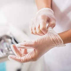 Basic Medical Vinyl Exam Gloves Disposable Latex Free Medium, Powder-Free, Cl…