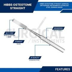 HIBBS Osteotome Surgical Orthopedic Instrument 9″ 3/8″ Straight German Grade