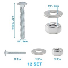 1/4-20 x 2 Inch Carriage Bolt Kit 12 Sets with Nuts Washers | Galvanized Carb…