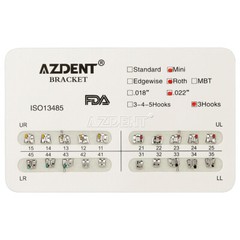 10 Packs Brackets Metálicos de Ortodoncia Dental Mini Roth .022 Ganchos 3 AZDENT