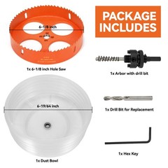 6 1/8 Hole Saw for Recessed Lights, 6.125 Inch Bi-Metal 6-1/8 inch, orange