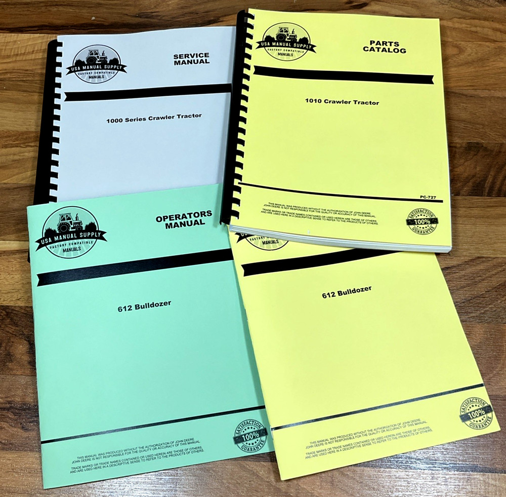 Service Manual Parts Catalog Set for John Deere 1010 Crawler Tractor Dozer Shop