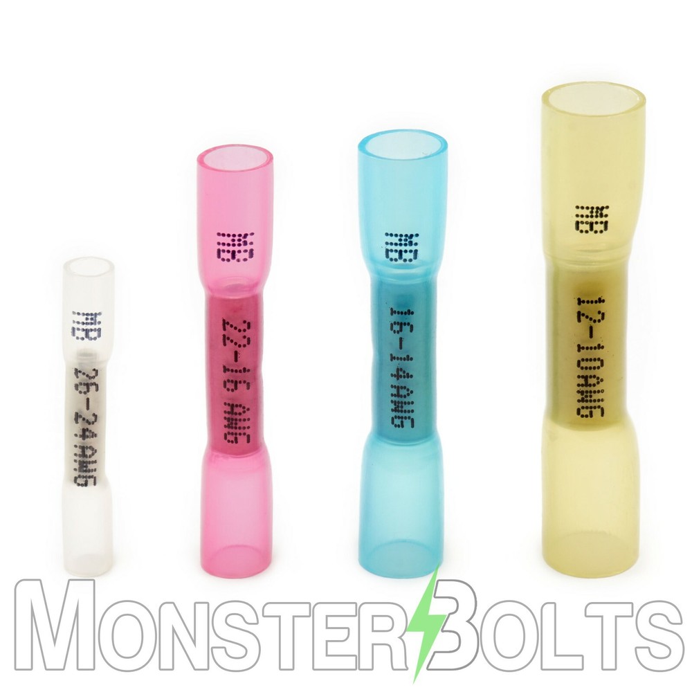 Heat Shrink Butt Crimp Connectors, Waterproof Electrical Terminals, MonsterBolts