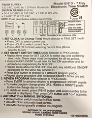 NEW Intermatic EH10 Single Phase 7 Day Electronic Water Heater Timer 45D
