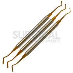 3 Pcs Dental Composite Filling Instrument Ball Tip Burnisher Flat Spatula Gold