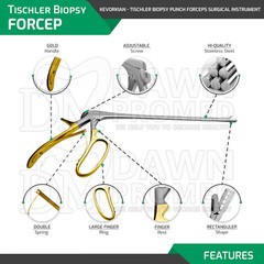 Tischler Kevorkian Biopsy Punch Forceps 3mm x 9.5mm Bite 1 x 1 Teeth 25cm Long