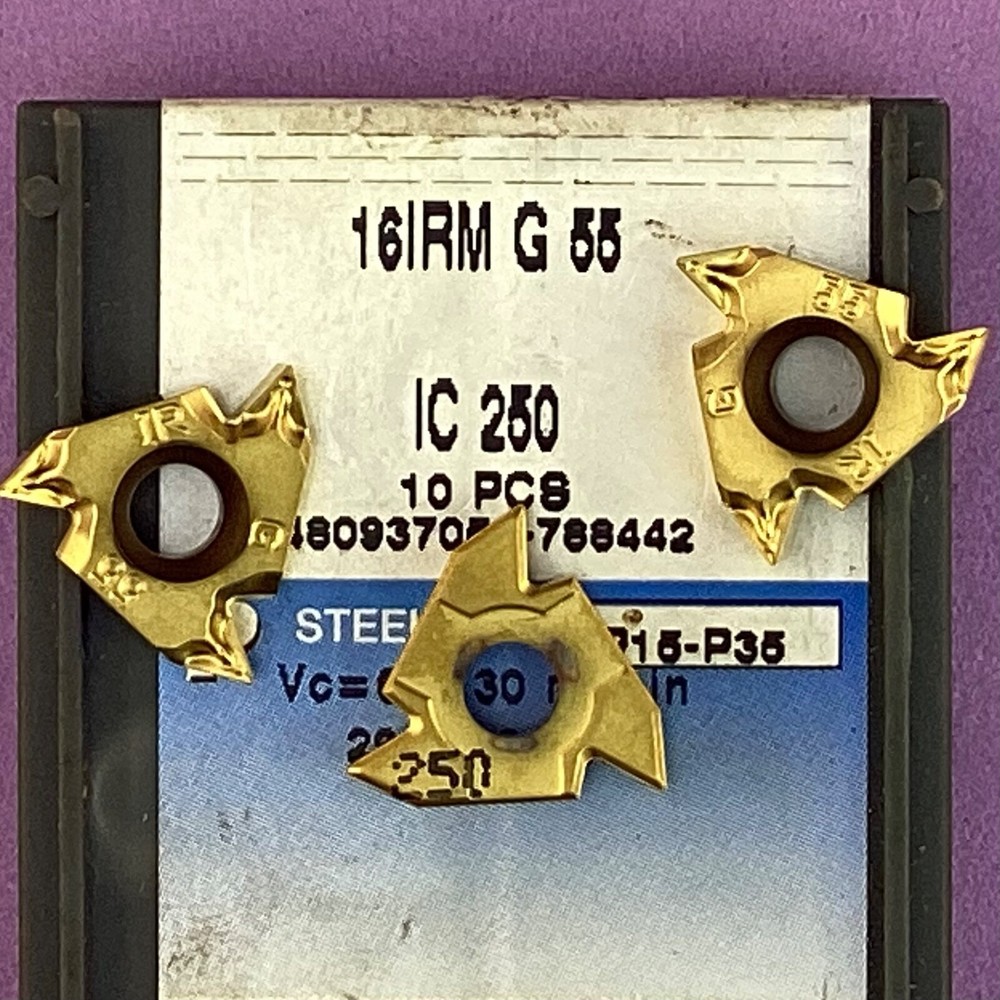 3pc ISCAR 16 IRM G 55 Carbide Threading Inserts: IC250 55 deg🎯Machinist