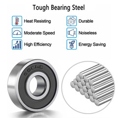20 Pcs 608 2RS Ball Bearings – Bearing Steel and Double Rubber Sealed Miniature