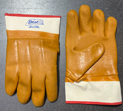 TAN Chemical Resistant PVC Rubber Waterproof Insulated Winter Work Gloves LARGE