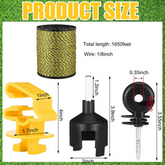 52 Pcs Electric Fence Kit Include 1640 ft Poly Wire 25 Black Fence Ring Insulato