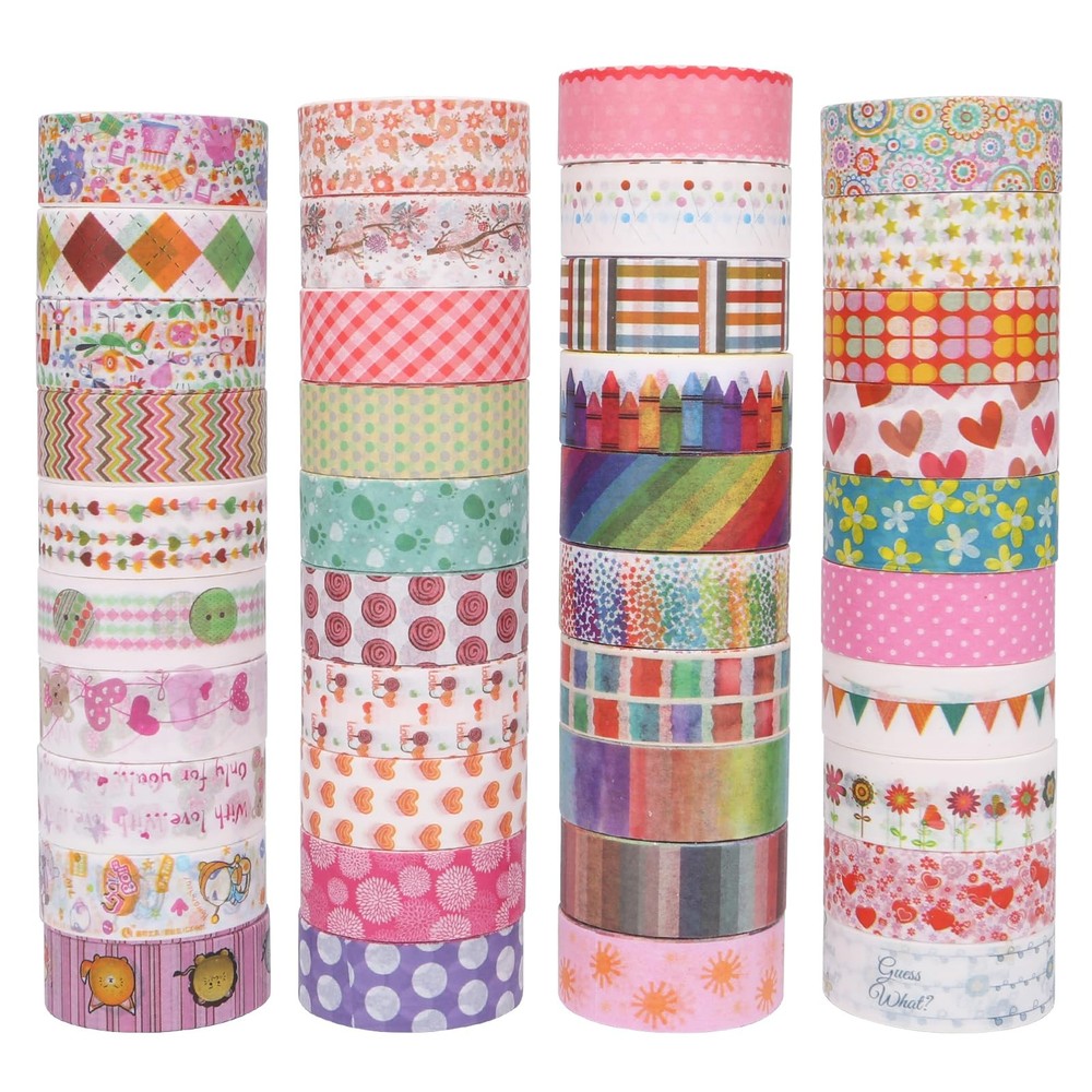 WEGAZ Washi Tape Set, 40 Rolls of 1.5cm Wide Decorative Craft Tape for