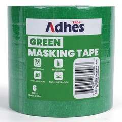 Green Masking Tape 6 Rolls Clean Removal Ideal for Painting Automotive and DIY
