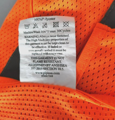 PIP Safety Vest Size Large with Pockets Hook and Loop Closure Type R Class 2