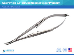 Castroviejo Needle Holder 5.5 Inches Curved with Lock ARTMAN