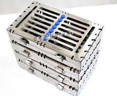 5 GERMAN DENTAL AUTOCLAVE STERILIZATION CASSETTE TRAY INSTRUMENT 7.25X4.75X1.25″