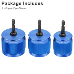 3x Copper Pipe Cleaner Drill Set 1/2″ 3/4″ 1″ Metal Tube Plumber Cleaning Tool