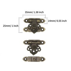 30 Pcs Mini Antique Brass Latch Hasps Decorative Vintage Locks with Screws fo…