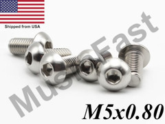 M5x0.8 Stainless Steel Button Head Socket Cap Screw 6mm-40mm ISO:7380 A2 18-8