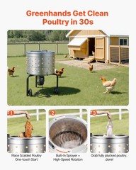 25.6in 1200W Poultry Plucking Machine 275RPM 158 Fingers Stainless