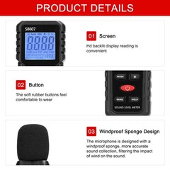 Decibel Meter S9607 Sound Level Meter with 2.25” Backlit LCD Screen