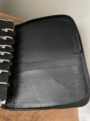 Franklin Covey Black Planner Zip Full-Grain Leather 7 Ring Zipper 32763.117 9×7”